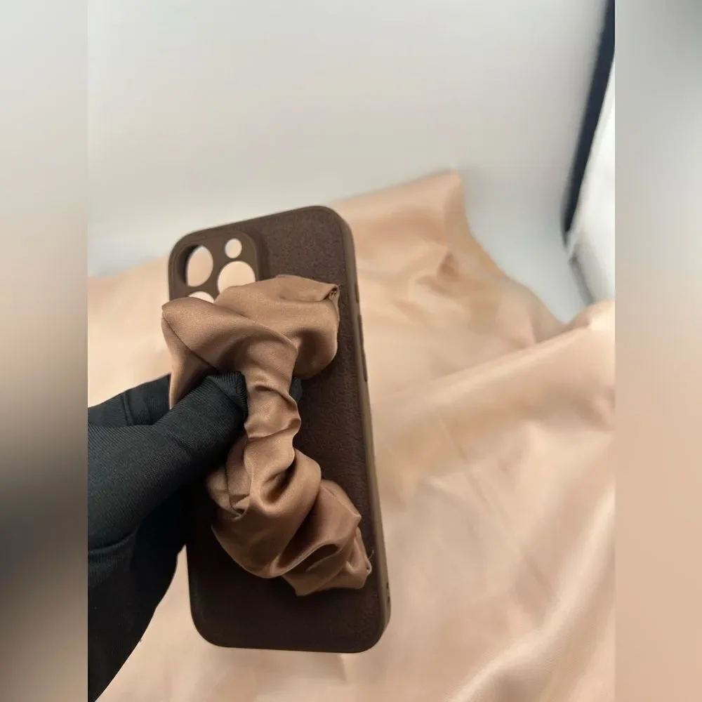 Stylish IPhone 16 pro max Case with Satin Scrunchie Holder